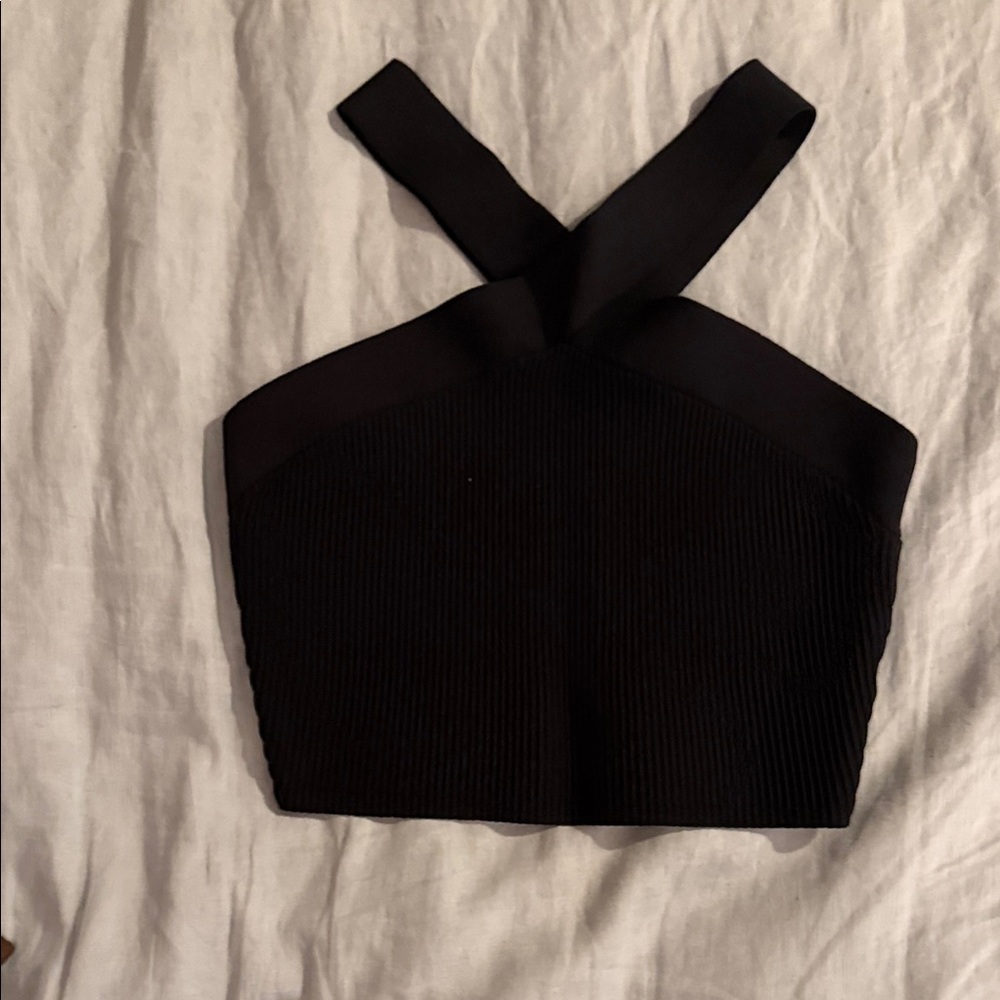 Aritzia Black Cross-Strap Crop Top